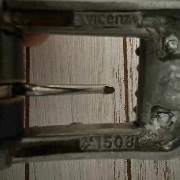 Vicenza Genuine Italian Calfskin Belt Black Size 30 401 Silver Buckle Gold - Picture 6 of 15